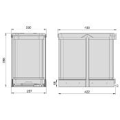 Poubelle recyclage cuisine Recycle Inox 2x12L fixation au sol extraction manuelle