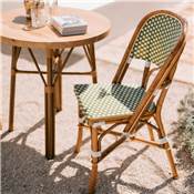 Lot 2 chaises rotin style bistrot vert