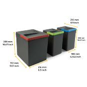 Poubelles pour tiroir de cuisine Recycle, Hauteur 266mm