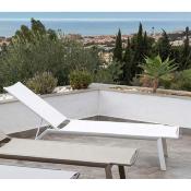 Bain de soleil Alu. structure et tissus blanc 1 place 200x79x36cm