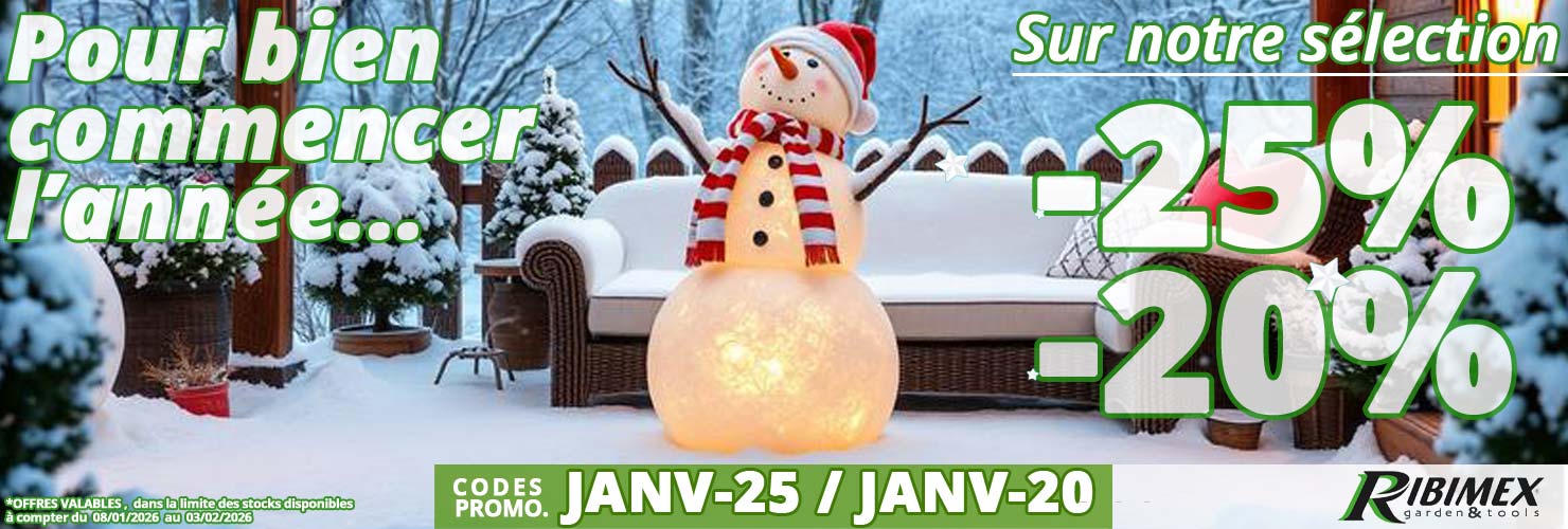 La bonne année chez Bricommerce avec 20 et 25% de remise code promo JANV-20 et JANV-25 pour se faire plaisir !