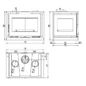 IT-173 FK - Insert à bois acier, foyer fonte, verre sérigraphié, 3 cotés vitrés