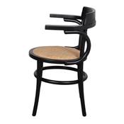 Lot 2 chaises bois et rotin avec accoudoirs bistro noir