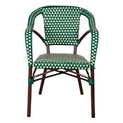 Lot 2 chaises d’extérieur empilable avec accoudoirs style bistrot vert