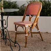 Lot 2 chaises rotin style bistrot rouge