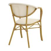 Lot 2 chaises d’extérieur style bistrot blanc et naturel