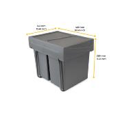 Poubelles coulissante recyclage cuisine 2x20Lfixation inférieure extraction manuel