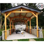 Abri 2 pentes Bois Douglas France Carport Auvent Camping-car 350x1050cm H 320cm