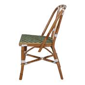 Lot 2 chaises rotin style bistrot vert