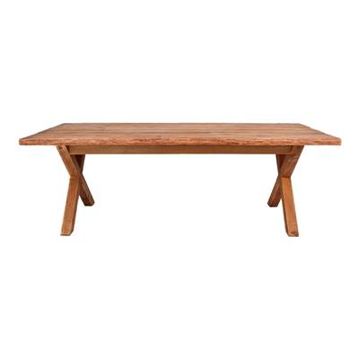 Table bois de pin recyclé massif style vintage pieds bois croix 220cm