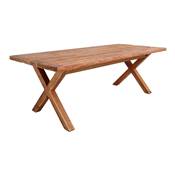 Table bois de pin recyclé massif style vintage pieds bois croix 220cm