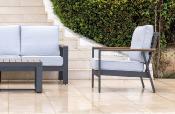 Salon jardin 5 places Sofa 3 places 2 fauteuils table basse 115x65.5x43 anthracite gris