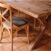 Table bois de pin recyclé massif style vintage pieds bois croix 220cm