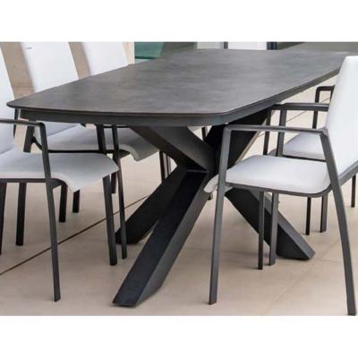 Table à manger rectangulaire 220cm 8 places structure plateau HPL anthracite