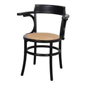 Lot 2 chaises bois et rotin avec accoudoirs bistro noir