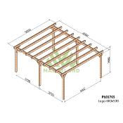 Pergola carport indépendant en bois laminé, MARSELLA/LUGO