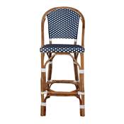 Lot 2 Tabourets hauts rotin style bistrot bleu