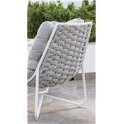 Fauteuil Butaca structure blanche tissus gris coussin