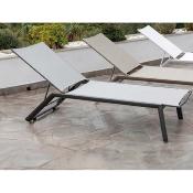 Bain de soleil Alu. structure anthracite tissus gris 1 place 200x79x36cm