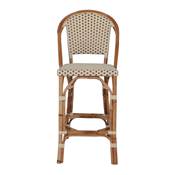 Lot 2 Tabourets hauts rotin style bistrot beige