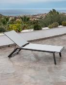 Bain de soleil Alu. structure anthracite tissus gris 1 place 200x79x36cm