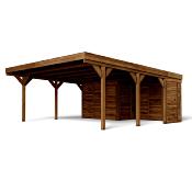 Carport DOUBLE LEON, 2 voitures en pin FSC traité autoclave marron classe 3