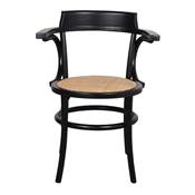 Lot 2 chaises bois et rotin avec accoudoirs bistro noir