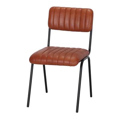 Lot 2 chaises cuir style industriel mid century marron