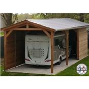 Abri 2 pentes Bois Douglas France Carport Auvent Camping-car 350x1250cm H 320cm