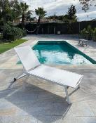 Bain de soleil Alu. structure et tissus blanc 1 place 200x79x36cm