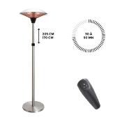 Parasol chauffant électrique télescopique 170 à 205cm inox 900 à 2100 watts