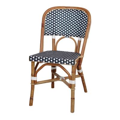 Lot 2 chaises rotin style bistrot bleu