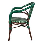 Lot 2 chaises d’extérieur empilable avec accoudoirs style bistrot vert