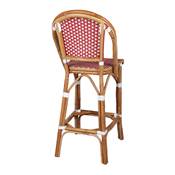 Lot 2 Tabourets hauts rotin style bistrot rouge