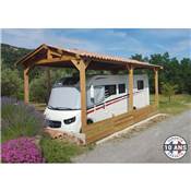 Abri 2 pentes Bois Douglas France Carport Auvent Camping-car 350x750cm H 320cm