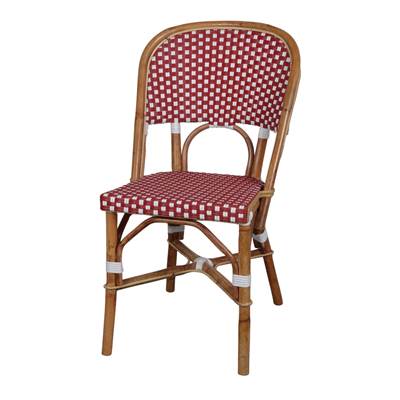 Lot 2 chaises rotin style bistrot rouge