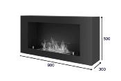 Caisson mural biowall 500 noire 1 brûleur termobio 500 inox 1 verre protection