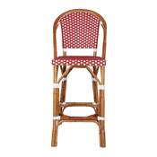 Lot 2 Tabourets hauts rotin style bistrot rouge