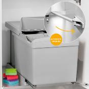 Poubelles recyclage cuisine gris 1x16L + 2x7,5L fixation inf. extraction automatique