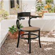 Lot 2 chaises bois et rotin avec accoudoirs bistro noir