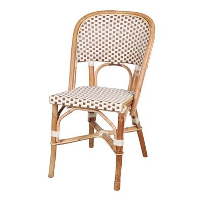 Lot 2 chaises rotin style bistrot beige