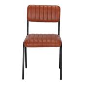 Lot 2 chaises cuir style industriel mid century marron