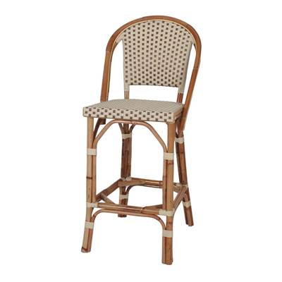 Lot 2 Tabourets hauts rotin style bistrot beige