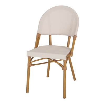 Lot 2 chaises d’extérieur style bistrot blanc et naturel