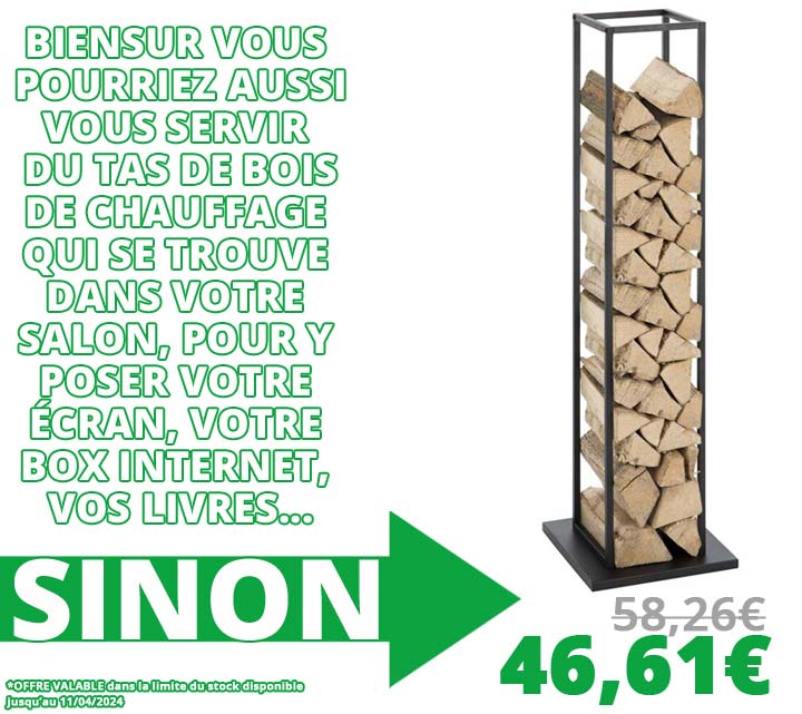 20% de remise sur notre élégant bûcher d'intérieur chez Bricommerce