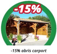 15% de remise sur votre abri, carport, auvent, pergola, Bois Douglas Français PEFC CPBF Charpentes