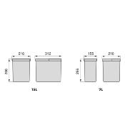 Poubelles pour tiroir de cuisine Recycle, Hauteur 266mm